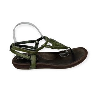 Teva Women's Woven Leather Capri T Strap Casual Outdoor Sandals Green Size 10